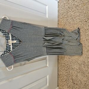 Gray Patterned Dress with Pink Accents